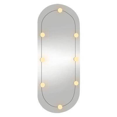 vidaXL Стенно огледало с LED лампи 40x90 см стъкло овално