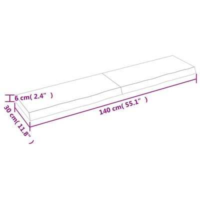 vidaXL Плот за баня тъмнокафяв 140x30x(2-6)см обработено масивно дърво