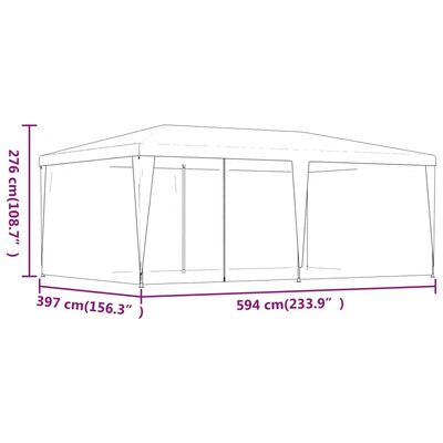 vidaXL Парти палатка с 6 мрежести странични стени червена 6x4 м HDPE