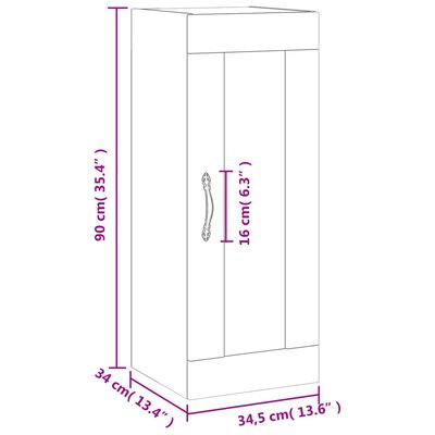 vidaXL Стенен шкаф сив сонома 34,5x34x90 см