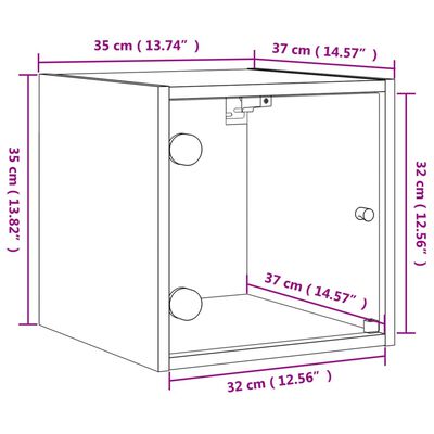 vidaXL Нощни шкафчета със стъклени врати 2 бр дъб сонома 35x37x35 см