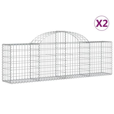 vidaXL Габионни кошници арка 2 бр 200x30x60/80 см поцинковано желязо