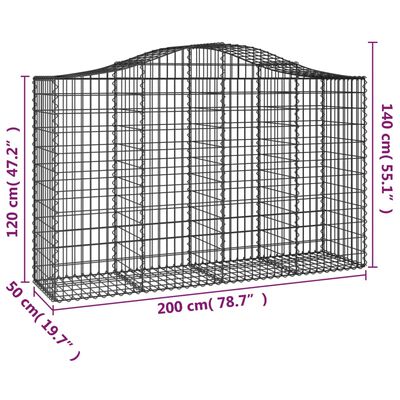 vidaXL Габионни кошници арка 2 бр 200x50x120/140см поцинковано желязо