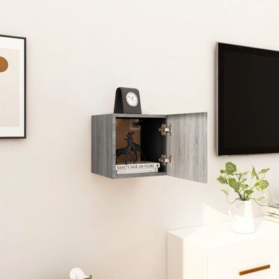 vidaXL Стенен ТВ шкаф, сив сонома, 30,5x30x30 см