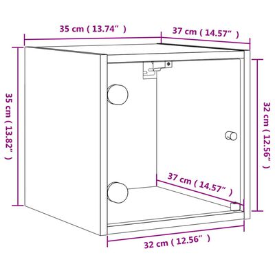 vidaXL Нощни шкафчета със стъклени врати 2 бр сив сонома 35x37x35 см
