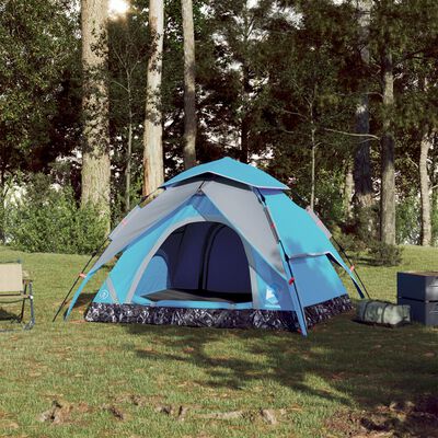 vidaXL Къмпинг палатка куполна 4-местна синя бързо освобождаване