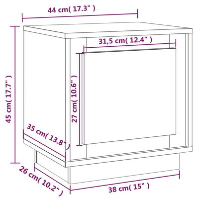 vidaXL Нощно шкафче, черно, 44x35x45 см, инженерно дърво