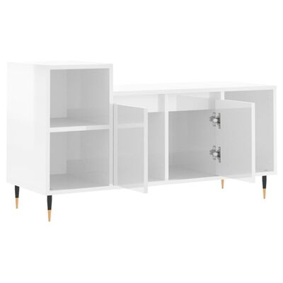 vidaXL ТВ шкаф, бял гланц, 100x35x55 см, инженерно дърво