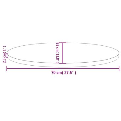 vidaXL Плот за маса, 70x35x2,5 см, бор масив, овален