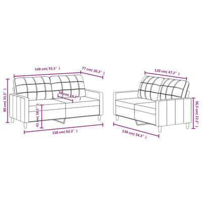 vidaXL Комплект дивани от 2 части с възглавници, кафяв, плат