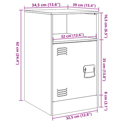 vidaXL Нощни шкафчета, 2 бр, антрацит, 34,5x39x62 см, стомана