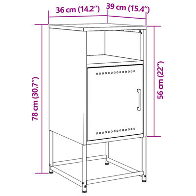 vidaXL Нощно шкафче, розово, 36x39x78 см, стомана