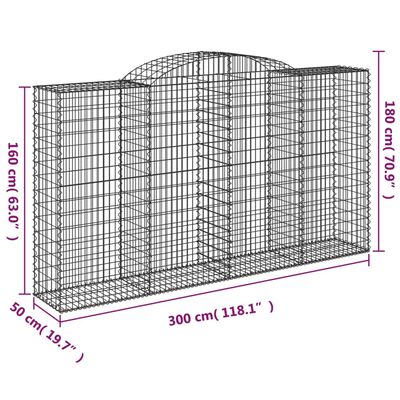 vidaXL Габионни кошници арка 17 бр 300x50x160/180см поцинковано желязо