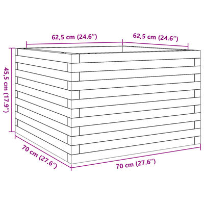 vidaXL Градинска кашпа, 70x70x45,5 см, масивна дугласка дървесина