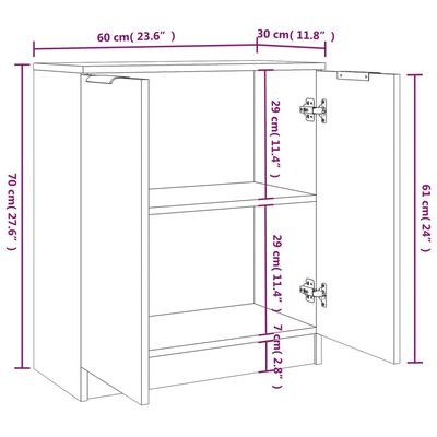 vidaXL Сайдборди, 2 бр, опушен дъб, 60x30x70 см, инженерно дърво