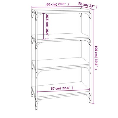 vidaXL Библиотека, кафяв дъб, 60x33x100 см, инженерно дърво и стомана