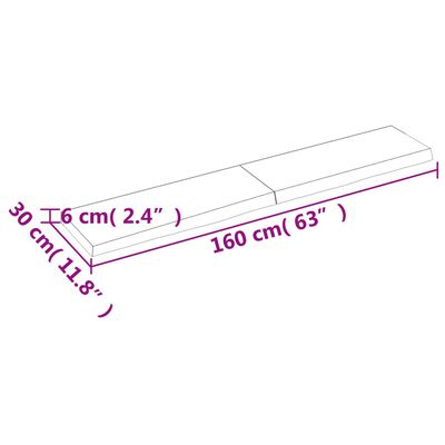 vidaXL Плот за баня 160x30x(2-6) см необработено масивно дърво