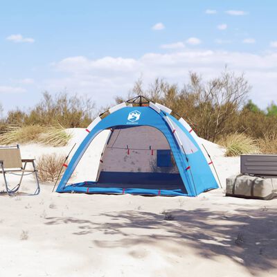 vidaXL Плажна палатка, 2-местна, лазурносиньо, бързо освобождаване
