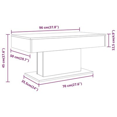 vidaXL Маса за кафе, опушен дъб, 96x50x45 см, инженерно дърво