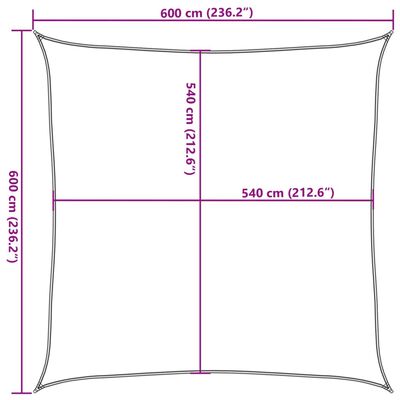 vidaXL Платно-сенник, 160 г/м², квадратно, пясъчно, 6x6 м, HDPE