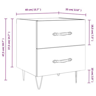 vidaXL Нощни шкафчета 2 бр кафяв дъб 40x35x47,5 см инженерно дърво