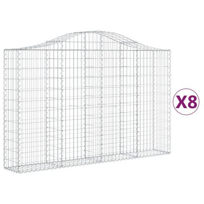 vidaXL Габионни кошници арка 8 бр 200x30x120/140 см поцинковано желязо