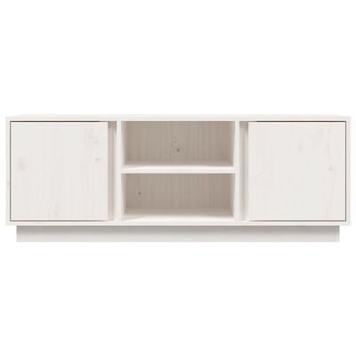 vidaXL ТВ шкаф, бял, 110x35x40,5 см, бор масив