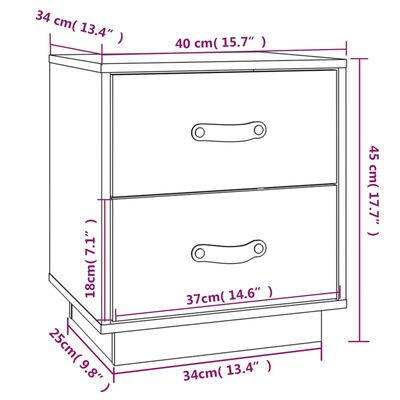 vidaXL Нощно шкафче, меденокафяво, 40x34x45 см, борово дърво масив