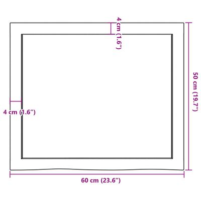 vidaXL Плот за баня 60x50x(2-4) см необработено масивно дърво