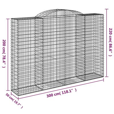 vidaXL Габионни кошници арка 9 бр 300x50x200/220 см поцинковано желязо