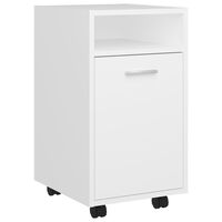 vidaXL Страничен шкаф с колелца, бял, 33x38x60 см, инженерно дърво