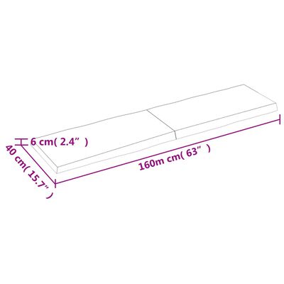 vidaXL Плот за маса тъмнокафяв 160x40x(2-6) см обработен масивен дъб