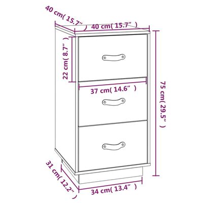 vidaXL Нощно шкафче, меденокафяво, 40x40x75 см, борово дърво масив