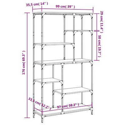 vidaXL Библиотека черна 99x35,5x176 см инженерно дърво и стомана