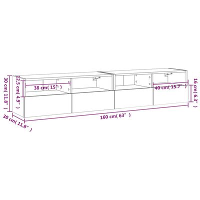 vidaXL Стенни ТВ шкафове 2 бр бетонно сиви 80x30x30 см инженерно дърво