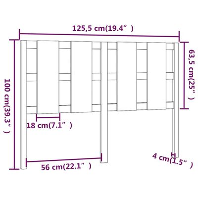 vidaXL Горна табла за легло, 125,5x4x100 см, бор масив