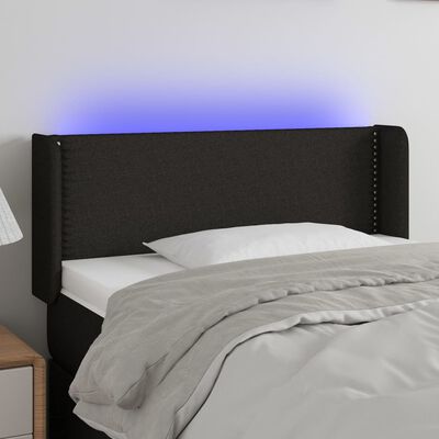 vidaXL LED горна табла за легло, черна, 83x16x78/88 см, плат