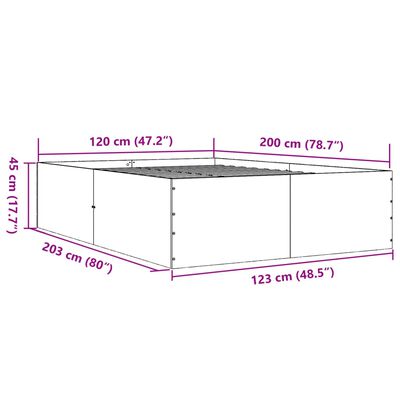 vidaXL Рамка за легло, опушен дъб, 120x200 см, инженерно дърво