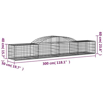 vidaXL Габионни кошници арка 13 бр 300x50x40/60 см поцинковано желязо