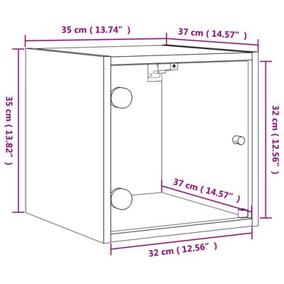 vidaXL Нощни шкафчета със стъклени врати 2 бр бетонно сиво 35x37x35 см