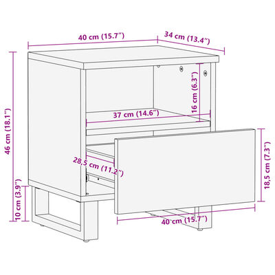 vidaXL Нощни шкафчета, 2 бр, 40x34x46 см, избелено мангово дърво масив