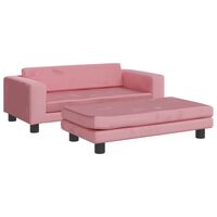 vidaXL Детски диван с табуретка за крака, розово , 100x50x30см, кадифе