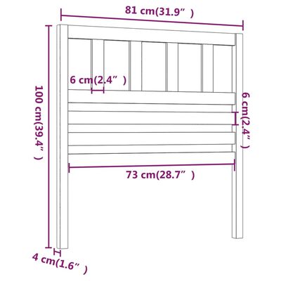 vidaXL Горна табла за легло, 81x4x100 см, бор масив