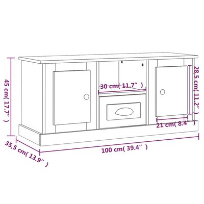 vidaXL ТВ шкаф, сонома дъб, 100x35,5x45 см, инженерно дърво