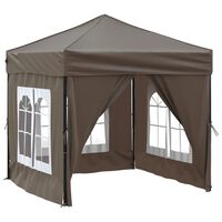 vidaXL Сгъваема парти палатка със странични стени, таупе, 2x2 м