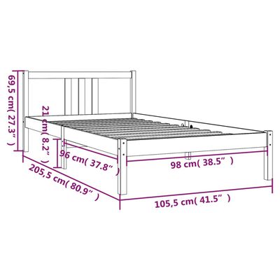 vidaXL Рамка за легло, меденокафява, дърво масив, 100x200 см