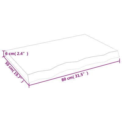 vidaXL Плот за баня светлокафяв 80x50x(2-6) см обработено дърво масив