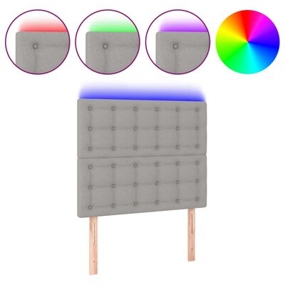 vidaXL LED горна табла за легло, светлосива, 80x5x118/128 см, плат