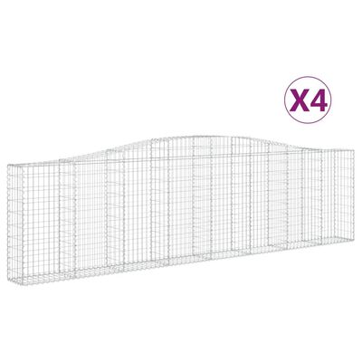 vidaXL Габионни кошници арка 4 бр 400x30x100/120 см поцинковано желязо