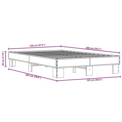 vidaXL Рамка за легло, опушен дъб, 120x200 см, инженерно дърво и метал